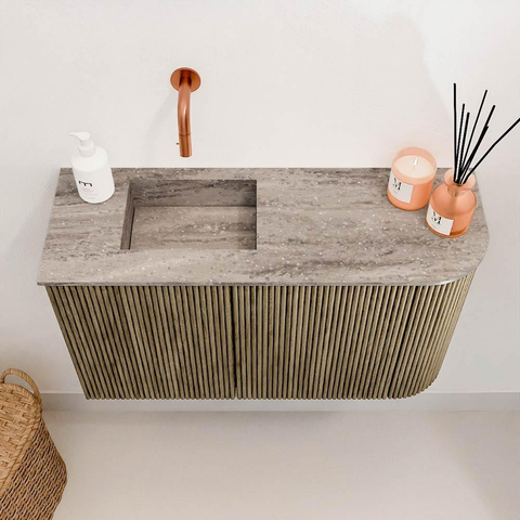 Mondiaz JOYA-DLUX 71.6cm toiletmeubel - ronding rechts kleur Dusk - Wastafel FAYE positie Links Zonder kraangat kleur Oza. SW1426003