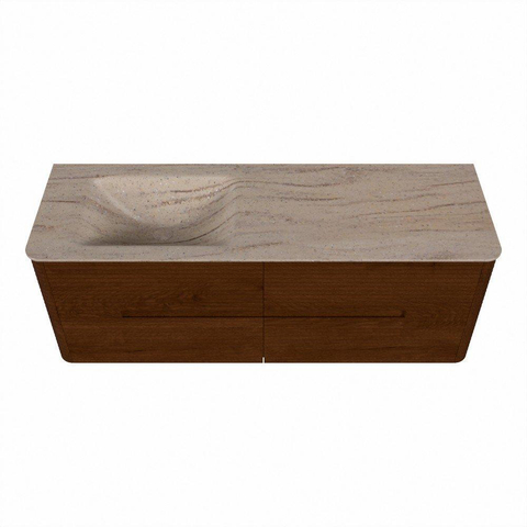 Mondiaz CIRO-DLUX Ensemble de meubles de salle de bains - 140x45x50cm - Plan de toilette solid surface Saba - 1 vasque à gauche - 1 trou de robinet - 4 tiroirs - Ruby SW1531899