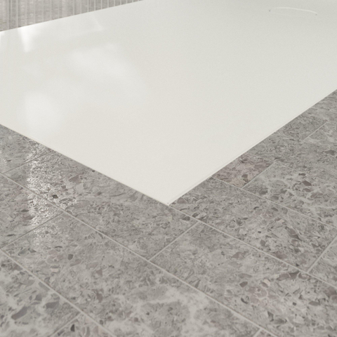 Villeroy & Boch Ecora douchebak - 180x100x4.5cm - afvoer korte zijde - stone white (wit) SW1558890