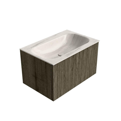 MONDIAZ KURVE-DLUX 70cm badmeubel kleur Shadow met 1 lade en 0 deuren. Wastafel BIG SMALL Midden zonder kraangat Meli. SW1431770