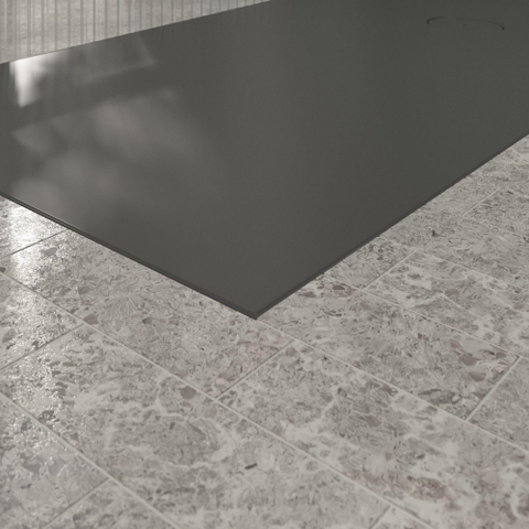 Villeroy & Boch Ecora douchebak - 170x90x4.5cm - afvoer korte zijde - anthracite (antraciet) SW1558998