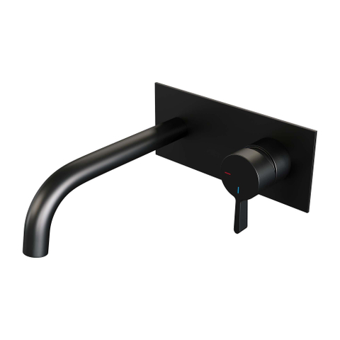 Brauer Black Edition Wastafelmengkraan inbouw - gebogen uitloop links - hendel middel dik - afdekplaat - model E 1 - mat zwart OUTLETSTORE STORE35916