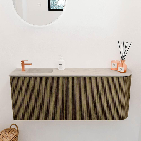 Mondiaz JOYA-DLUX 101.6cm toiletmeubel - ronding rechts kleur Dusk - Wastafel FAYE positie Links 1 kraangat kleur Opalo. SW1423339