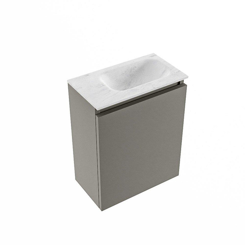 MONDIAZ TURE-DLUX Meuble de toilettes 40 cm Smoke. Lavabo EDEN Opalo position à droite. Avec 1 trou de robinet. SW1104575