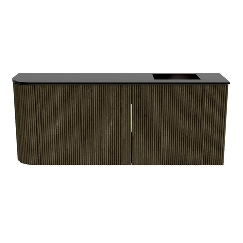 Mondiaz JOYA Meuble de salle de bains 101,6cm - arrondi gauche couleur Shadow - Vasque FAYE position Droite 1 trou de robinet couleur Urban SW1421518