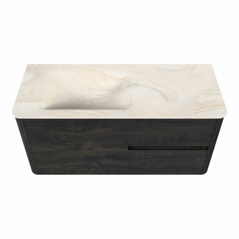 Mondiaz CIRO-DLUX Badkamermeubelset - 110x45x50cm - Solid surface wastafel Ostra - 1 wasbak Links - 1 kraangat - 2 lades - Shadow SW1532521