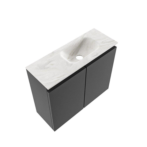 MONDIAZ TURE-DLUX meuble WC 60cm Dark Grey. EDEN vasque Ostra position à droite. Sans trou de robinet. SW1104814