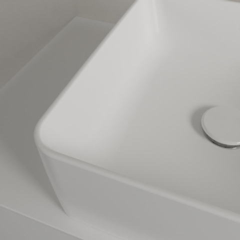 Villeroy & Boch Collaro opzetwastafel vierkant - 38x38cm - zonder overloop - zonder kraangat CeramicPlus - Stone White (mat wit) SW336078