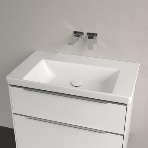 Villeroy & Boch Subway 3.0 meubelwastafel - zonder kraangat - zonder overloop - 80x47x16.5cm CeramicPluswit - White Alpine (glans wit) SW702153