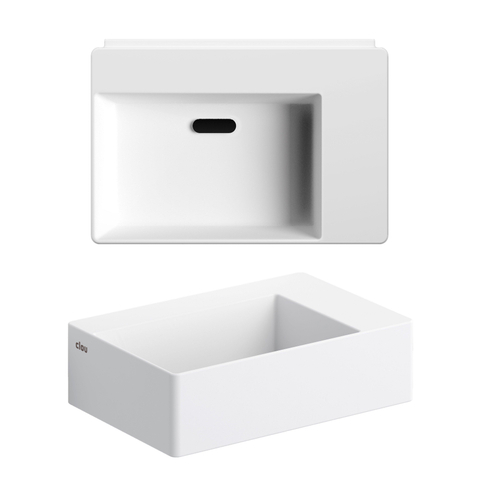 Clou Aluite lave-mains - 35.5x24.5x10cm - rectangulaire - trou robinet droite - blanc mat SW106243
