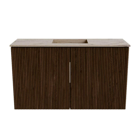 Mondiaz JOYA-DLUX 70cm toiletmeubel - kleur Walnut - Wastafel FAYE positie Midden 1 kraangat kleur Arena. SW1424327
