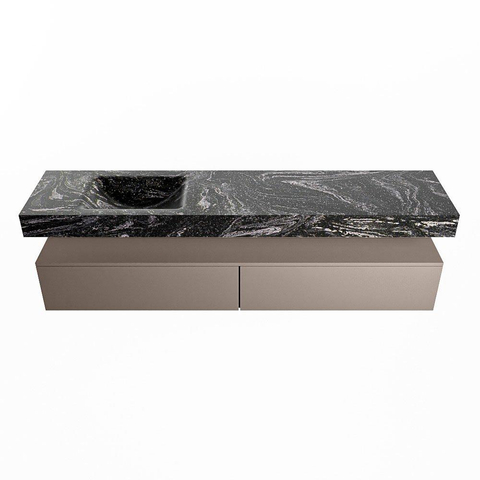 Mondiaz ALAN-DLUX Ensemble de meuble - 200cm - meuble Smoke mat - 2 tiroirs - Lavabo Cloud Lava suspendu - vasque Gauche - 1 trou de robinet SW808116