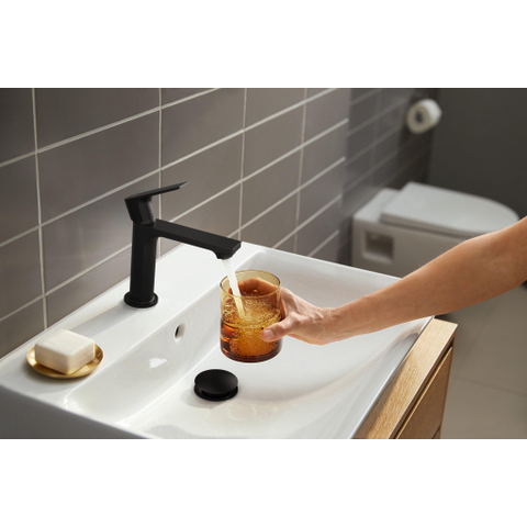 Hansgrohe Rebris e 1 greeps wastafelkraan - 110 - coolstart - zonder afvoer - mat zwart SW796590