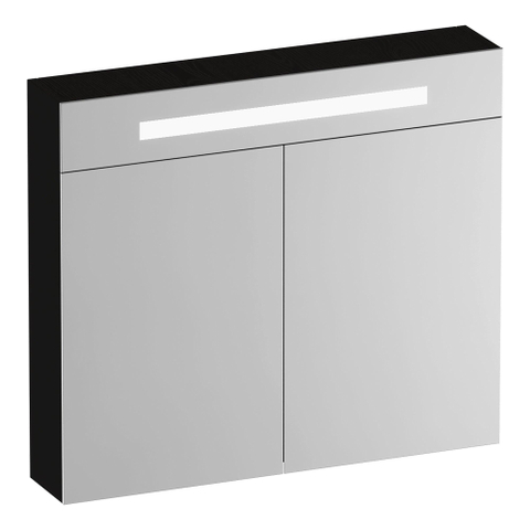 BRAUER Promise Deluxe armoire de toilette - 80x70x15cm - avec éclairage - 2 portes miroir double face - Bois Noir SW1203682