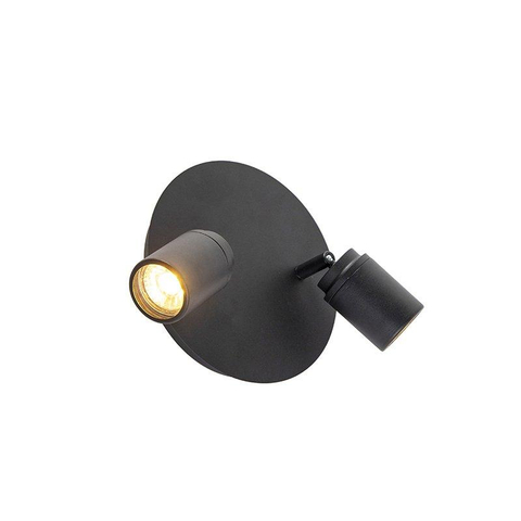 QAZQA Ducha plafonnier de salle de bains - 20x20cm - 2 spots - IP44 - noir mat SW1187201