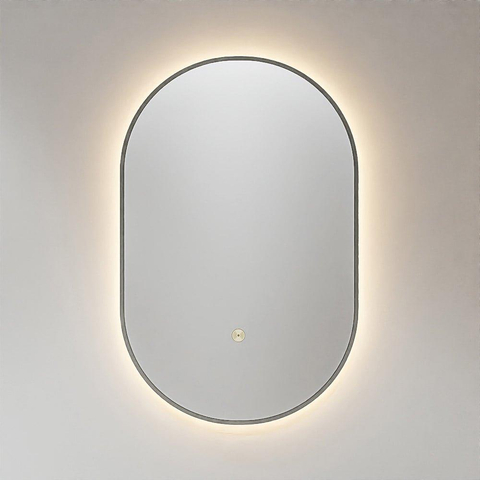 Mondiaz GLOW miroir – ovale – 45 x 90 cm – LED indirecte tout autour – capteur de mouvement – Smoke (brun clair) SW1105158