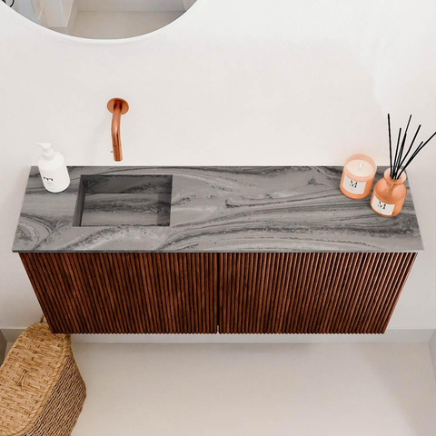 Mondiaz JOYA-DLUX 90cm toiletmeubel - kleur Ruby - Wastafel FAYE positie Links Zonder kraangat kleur Sombra. SW1425677