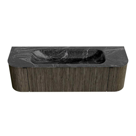 Mondiaz KURVE-DLUX Ensemble de meubles de salle de bains - 150x46x40cm - 1 tiroir - 2 portes - lavabo solid surface - central - sans trou de robinet - Shadow SW1414654