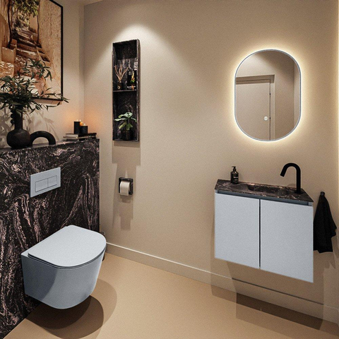 MONDIAZ TURE-DLUX Meuble de toilettes 60cm Clay. Lavabo EDEN Lava position à droite. Avec 1 trou de robinet. SW1105194