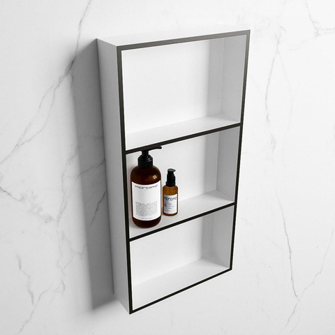 Mondiaz Easy nis 29.5x59.5x8cm voor Inbouw/opbouw 3 open vakken Solid surface Talc/Urban SW643768