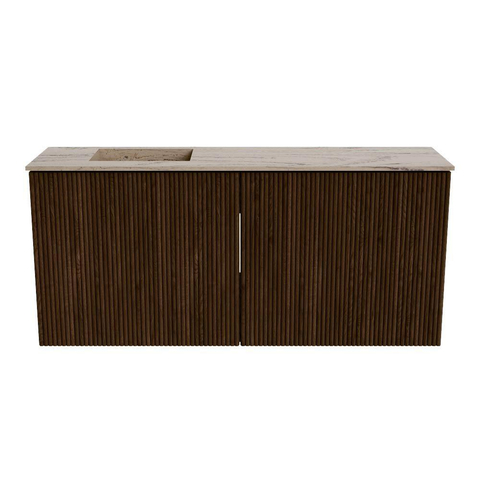 Mondiaz JOYA-DLUX 90cm toiletmeubel - kleur Walnut - Wastafel FAYE positie Links Zonder kraangat kleur Arena. SW1424344