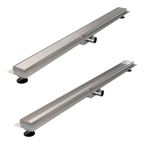 Brauer Douchegoot - 110x7.5cm - vloerflens - tegelinlegrooster omkeerbaar - RVS - geborsteld RVS SW771545