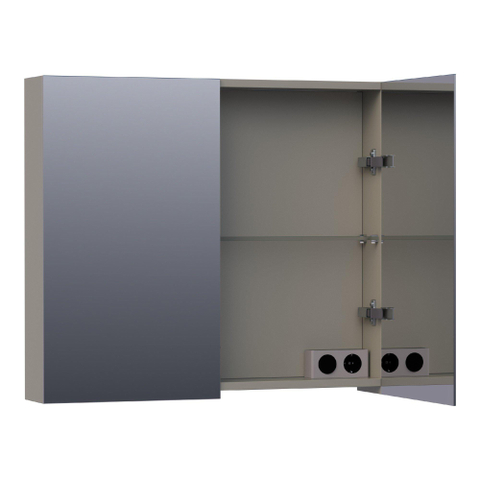 BRAUER Impress spiegelkast – 80x70x15 cm – 2 deuren, dubbelzijdige spiegeldeuren – Taupe mat SW393124