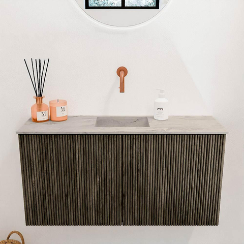 Mondiaz JOYA-DLUX 80cm toiletmeubel - kleur Shadow - Wastafel FAYE positie Midden Zonder kraangat kleur Glace. SW1422778