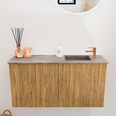 Mondiaz JOYA-DLUX Meuble de toilette 80cm - couleur Oak - Vasque FAYE position Droite 1 trou de robinet couleur Oza SW1424090