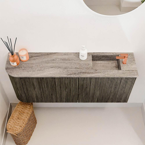 Mondiaz JOYA-DLUX 101.6cm toiletmeubel - ronding links kleur Shadow - Wastafel FAYE positie Rechts 1 kraangat kleur Oza. SW1425079