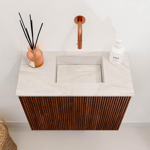 Mondiaz JOYA-DLUX 50cm toiletmeubel - kleur Ruby - Wastafel FAYE positie Rechts Zonder kraangat kleur Ostra. SW1423772