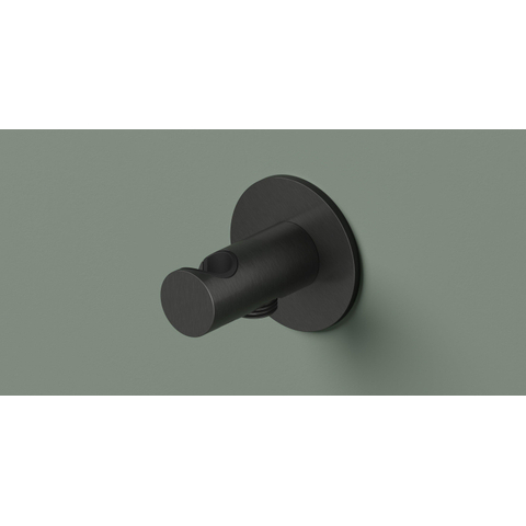 Hotbath Ace Wandsteun - met uitlaat - voor handdouche - PVD - zwart geborsteld SW1119256