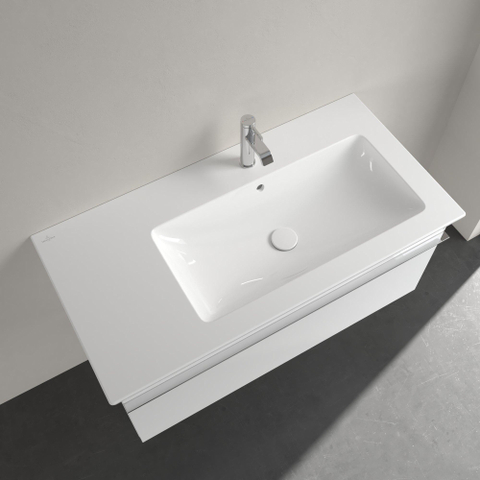 Villeroy & Boch Venticello Lavabo pour meuble avec lavabo droite 100x50cm avec 1 trou pour robinetterie (et 2 trous perçables) avec trop plein blanc 1025132