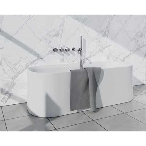 Fortifura Nebbio Badcombinatie-set - thermostaatkraan - wandaansluitbocht - met handdouchehouder - metalen doucheslang - staaf handdouche - uitloop - hoogglans chroom SW1237994