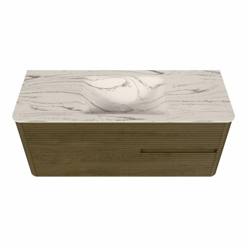Mondiaz CIRO-DLUX Badkamermeubelset - 120x45x50cm - Solid surface wastafel Nata - 1 wasbak Midden - zonder kraangaten - 2 lades - Dusk SW1533206