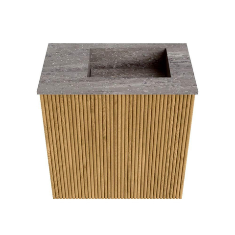 Mondiaz JOYA-DLUX 40cm meuble de toilette - couleur Chêne - Vasque FAYE position Droite 1 trou de robinet couleur Oza. SW1424079
