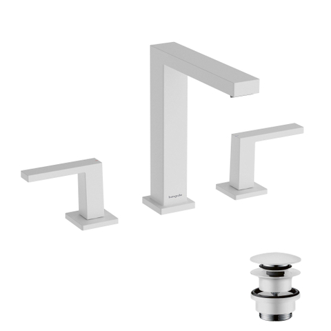 Hansgrohe Tecturis E 3-gats wastafelkraan - 150 met PushOpen - waste set - mat wit SW918469