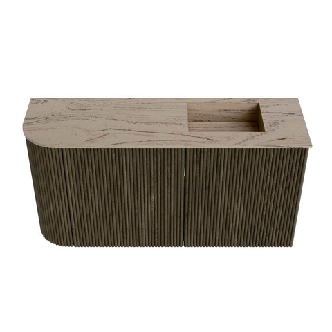 Mondiaz JOYA-DLUX Meuble de salle de bains 81.6cm - arrondi gauche couleur Shadow - Lavabo FAYE position Droite 1 trou de robinet couleur Arena. SW1424829