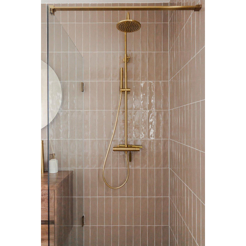 BRAUER Void paroi de douche à l’italienne en verre claire 90 x 200 cm avec traitement anticalcaire - PVD or brossé SW638708