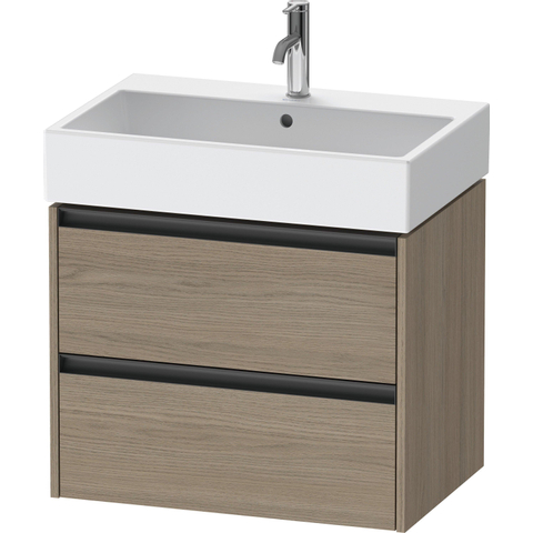 Duravit Ketho.2 Wastafelonderbouwkast - met 2 laden - 68.4x46x54.9cm - met grepen antraciet - eiken terra mat SW771949