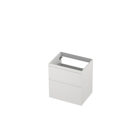 INK Wastafelonderkast - 60x45x65cm - 2 lades - greeploos - MDF lak - Mat wit SW693176