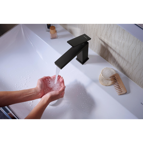 Hansgrohe Tecturis E 1 greeps wastafelkraan - 110 - coolstart - zonder waste set - mat zwart SW918704
