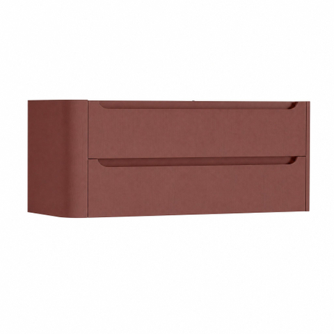 H&R Badmeubelen Juice Meuble sous vasque - 120x45x50cm - angle gauche arrondi - 2 tiroirs - poignée intégrée - Terra mat SW1489901