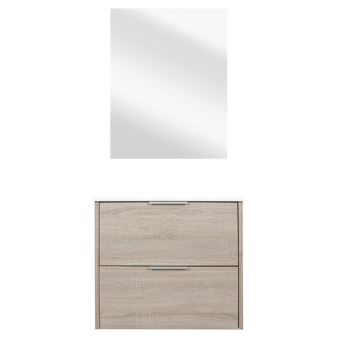 Differnz Bolo Ensemble meuble de salle de bains 61x50x46cm panneau FSC MFC / Céramique blanche chêne clair mat SW787970