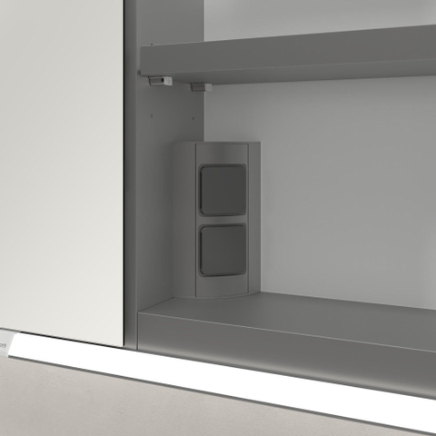 Villeroy & Boch My View Now My view spiegelkast - 130x75cm - 3 deuren - 2 contactdoos LED - zilver SW641566
