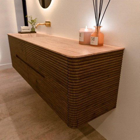 Mondiaz CIRO-DLUX Meuble de salle de bains - 170x45x50cm - plan vasque Solid surface Saba - 1 lavabo à gauche - sans trous de robinet - 4 tiroirs - Dusk SW1533371
