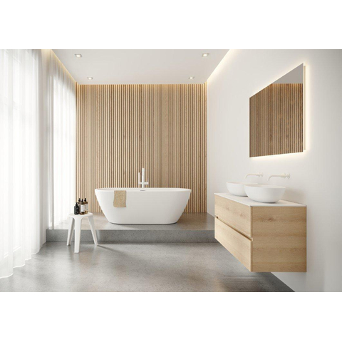 Riho Inspire baignoire autoportante - 180x80cm - avec remplisseur de baignoire chromé - acrylique blanc mat SW547859