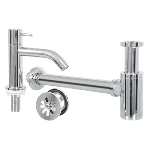 Differnz Hura pack lave-mains – 38,5 x 18,5 x 9 cm – céramique blanche – robinet courbé chromé SW285487