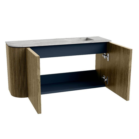 Mondiaz JOYA-DLUX 81.6cm toiletmeubel - ronding links kleur Dusk - Wastafel FAYE positie Rechts Zonder kraangat kleur Glace. SW1423162