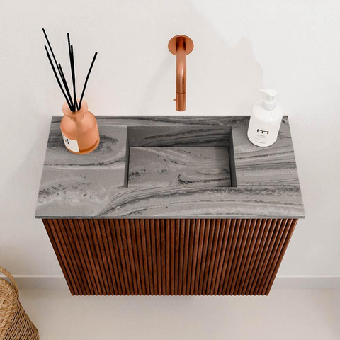 Mondiaz JOYA-DLUX 50cm toiletmeubel - kleur Ruby - Wastafel FAYE positie Rechts Zonder kraangat kleur Sombra. SW1425655